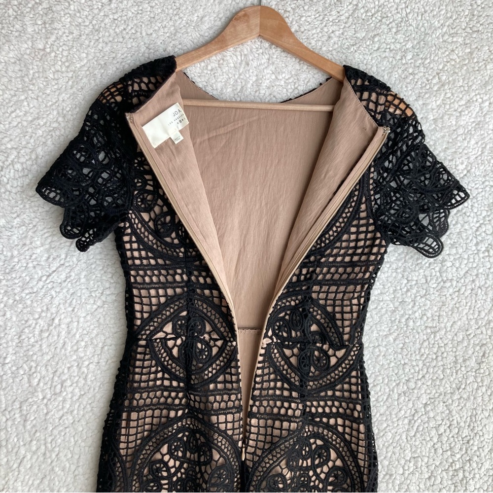 J.O.A. Los Angeles Women's black crochet lace overlay short sleeve dress, Sz S - Picture 15 of 17